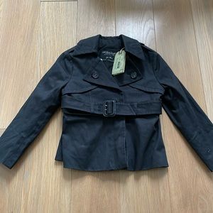 NWT All Saints girls black cropped trench jacket 4